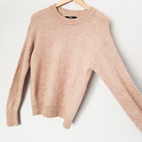 Quince Baby Alpaca-Wool Diamond Stitch Crewneck Sweater M Natural Lightweight - Picture 8 of 15